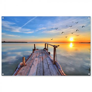 Tuinposter - Rustieke Steiger bij Zonsopgang