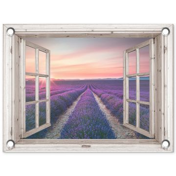 Tuinposter - Lavendelvelden bij Zonsopgang