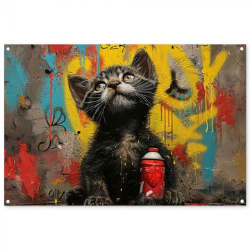 Tuinposter - Kitten met Spuitbus