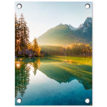 Tuinposter - Bergmeer in de Ochtendzon