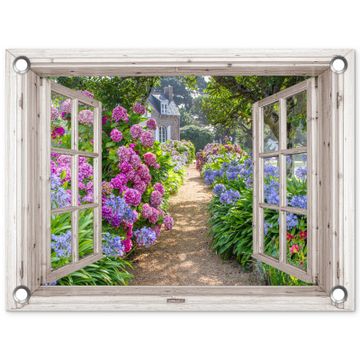 Tuinposter - Uitzicht op Bloementuin