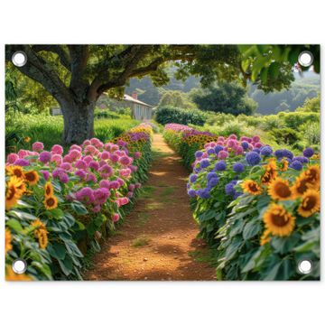 Tuinposter - Kleurrijk Tuinpad
