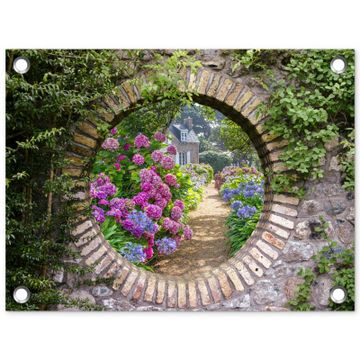 Tuinposter - Bloemrijke tuinpoort