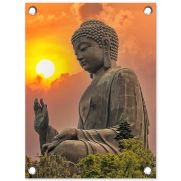 Tuinposter - Grote Boeddha bij zonsondergang