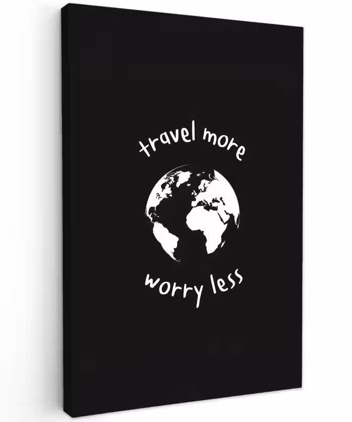 Buiten canvas - Illustratie - Zwart - Planeet - Quote