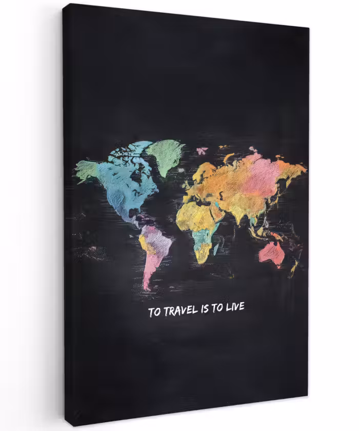 Buiten canvas - Kaart - Krijt - Regenboog - Quote