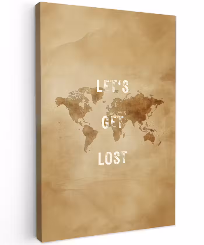 Buiten canvas - Kaart - Vintage - Quote