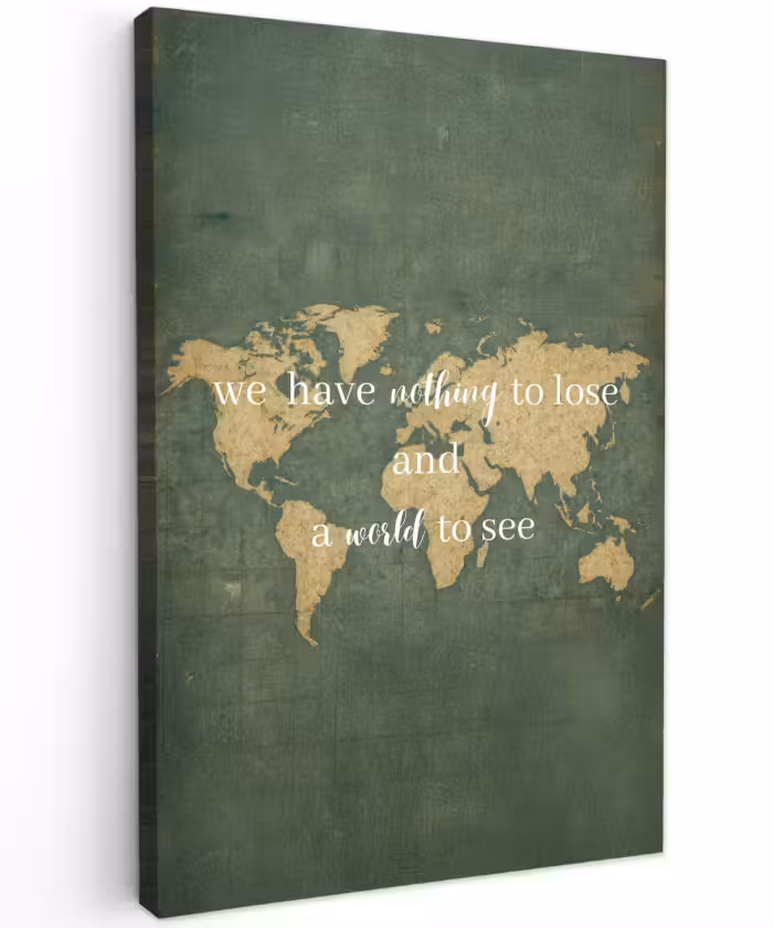 Buiten canvas - Quote - Vintage - Wereldkaart - Oud