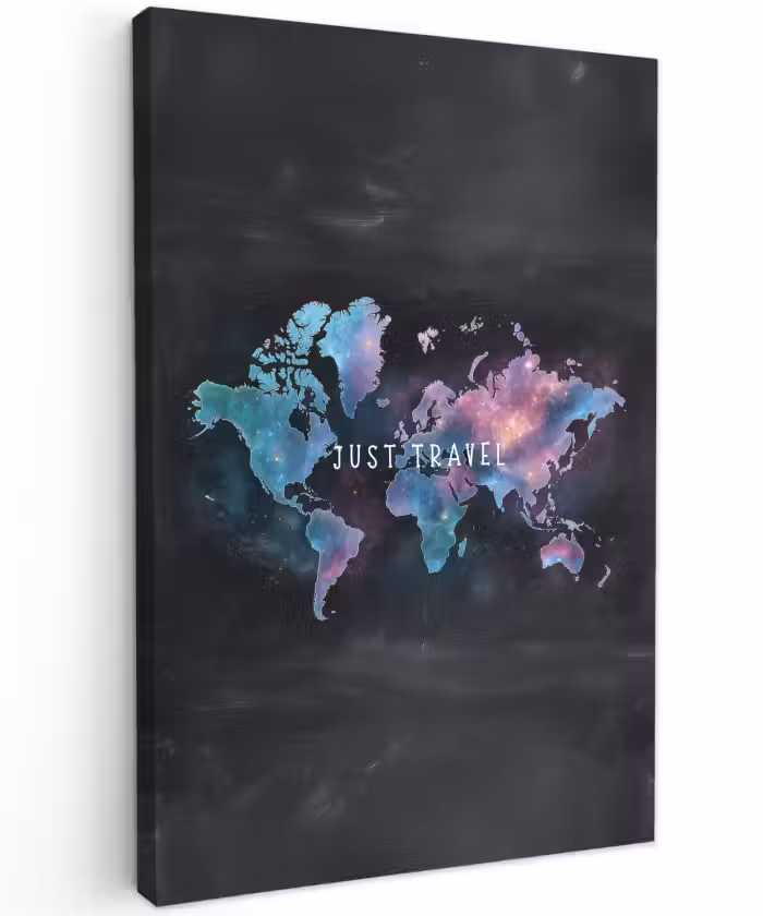Buiten canvas - Travel - Sterrennevels - Wereldkaart - Krijtbord