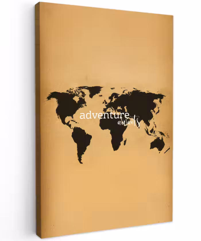 Buiten canvas - Wereldkaart - Adventure - Beige
