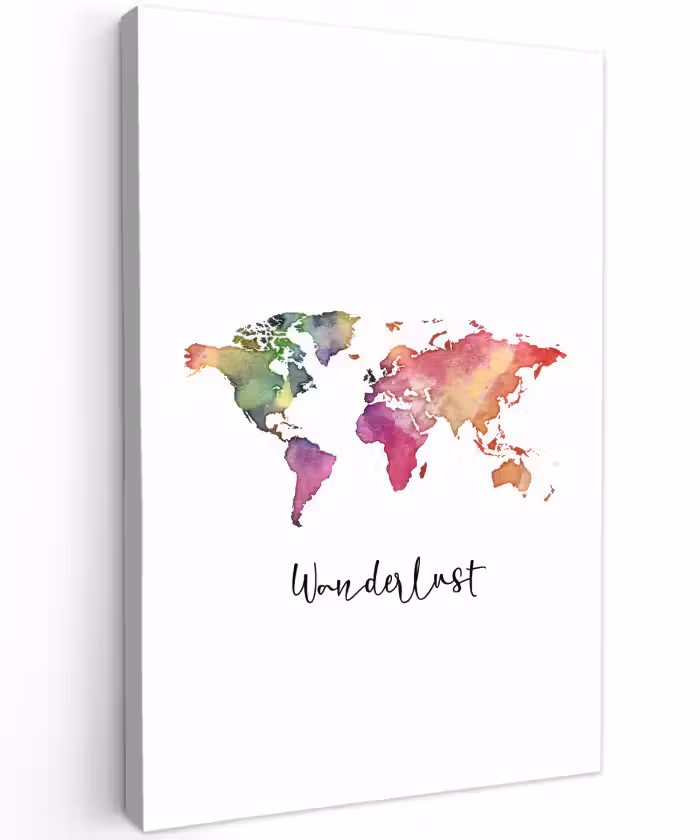 Buiten canvas - Wereldkaart - Wanderlust - Paars
