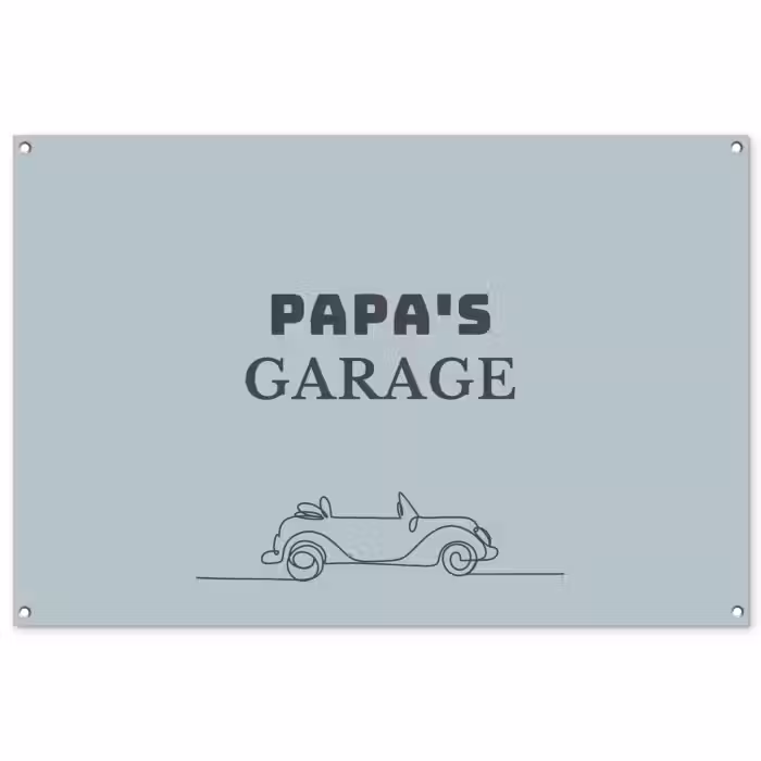Tuinposter - Papa's Garage met auto