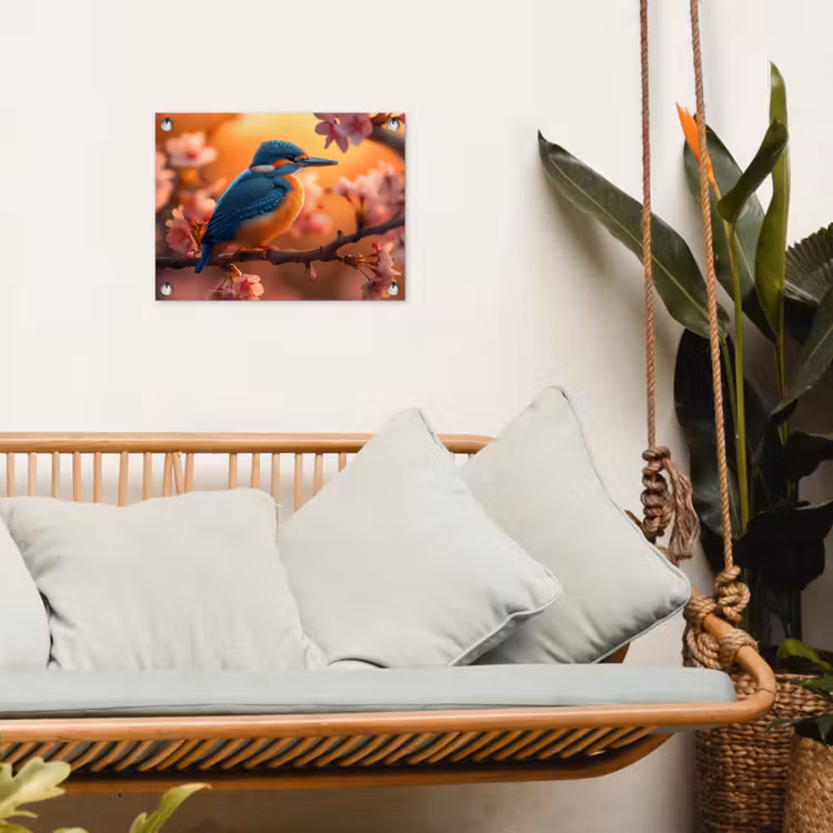 Tuinposter - IJsvogel in de Bloesemtak — 4