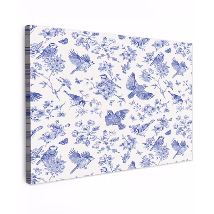 Buiten canvas - Birds - Flowers - Blue — 1
