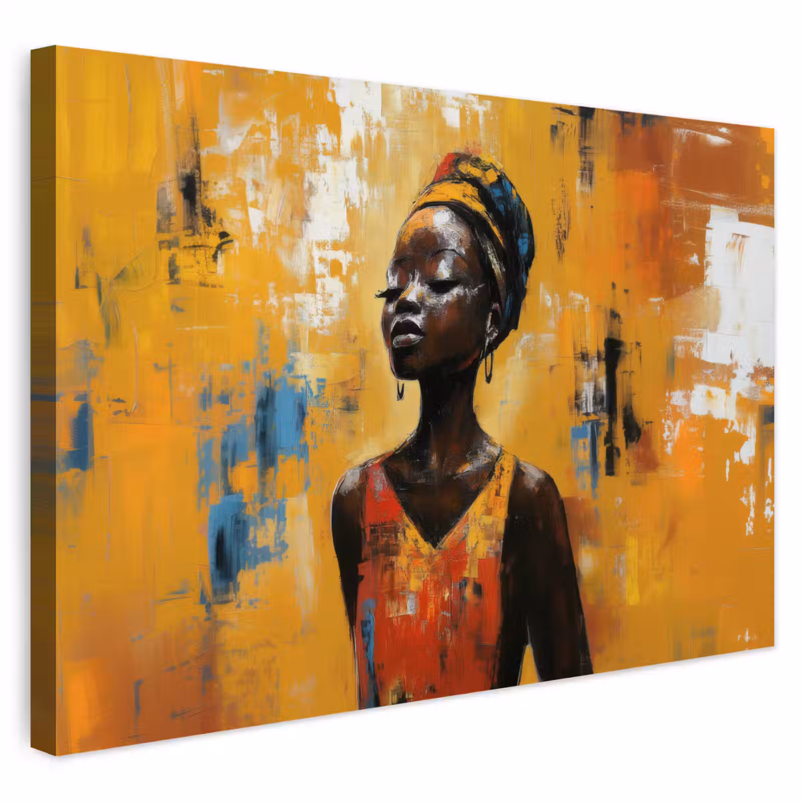 Buiten canvas - Vrouw - Ogen - Penseelstreken - Geel — 1