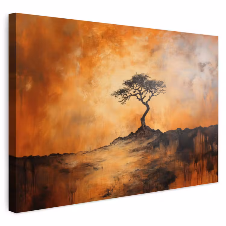 Buiten canvas - Boom - Landschap - Oranje — 1