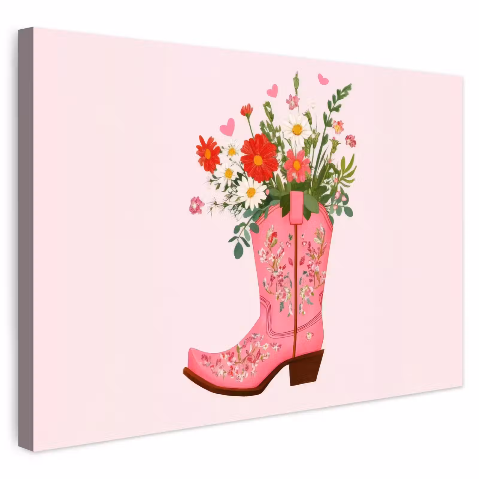Buiten canvas - Cowboylaarzen - Roze - Boeket - Bloemen — 1