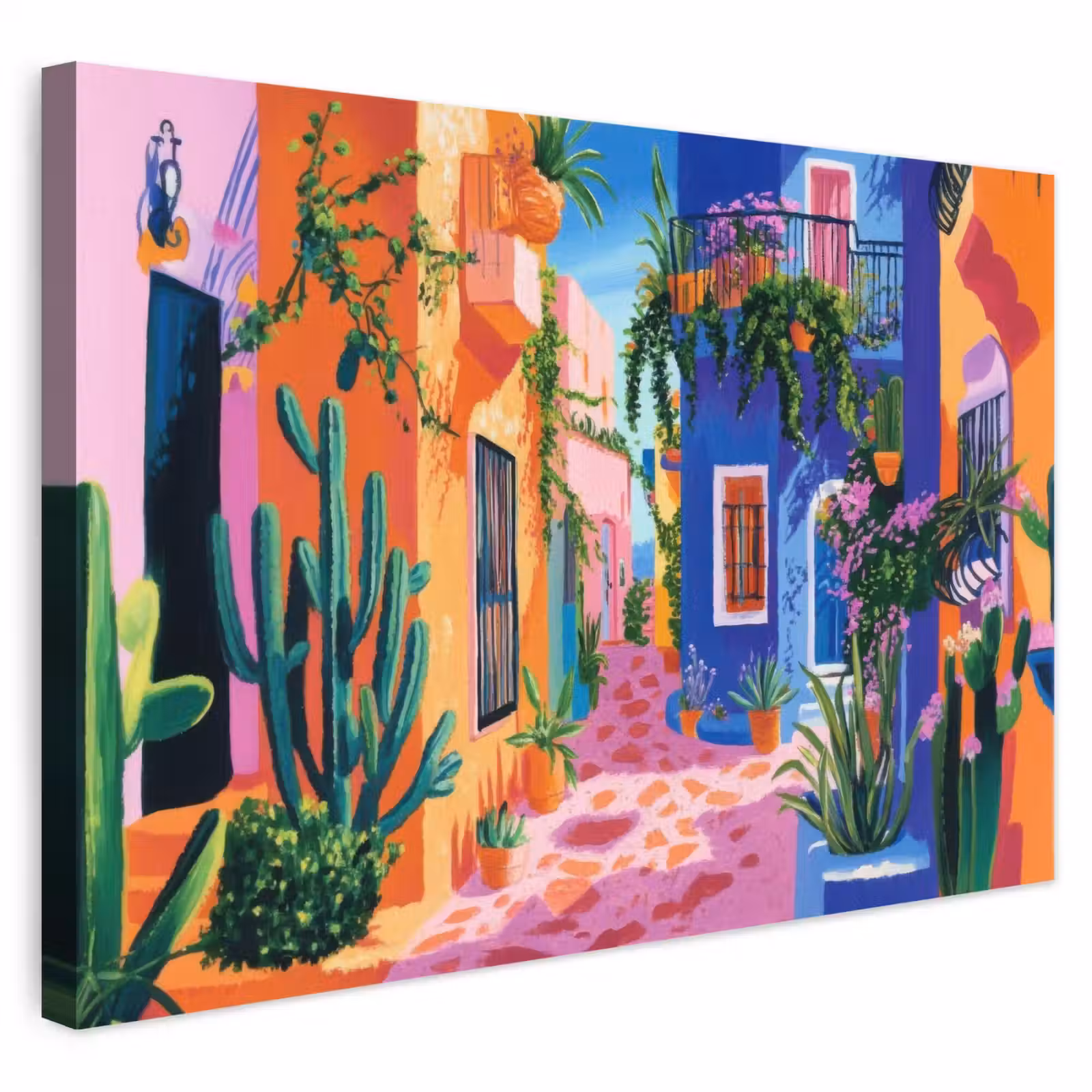 Buiten canvas - Geel - Blauw - Oranje - Huis — 1