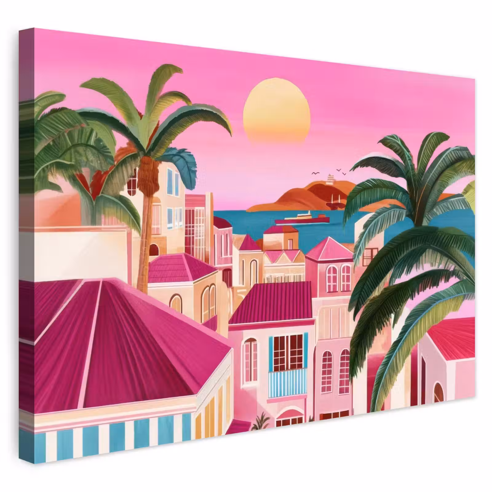 Buiten canvas - Stad - Roze - Palmbomen — 1