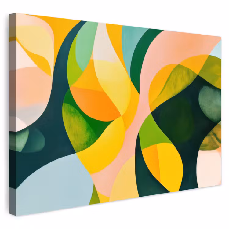 Buiten canvas - Abstract - Geel - Roze - Groen — 1
