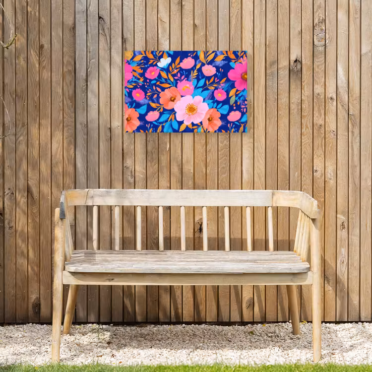 Buiten canvas - Bloemen - Blauw - Roze — 3