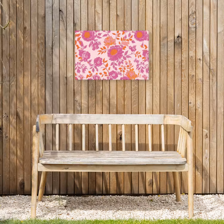 Buiten canvas - Bloemenpatroon - Roze - Oranje - Bloemen — 3