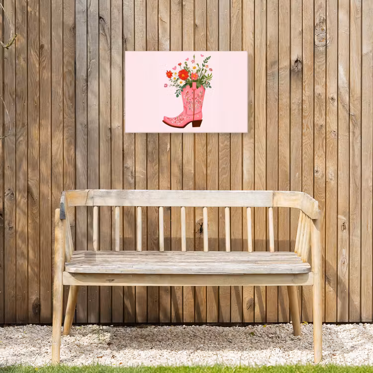 Buiten canvas - Cowboylaarzen - Roze - Boeket - Bloemen — 3