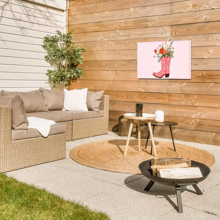 Buiten canvas - Cowboylaarzen - Roze - Boeket - Bloemen — 4