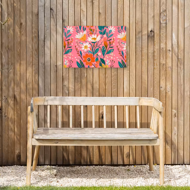 Buiten canvas - Roze - Bloemen - Wit - Oranje — 3