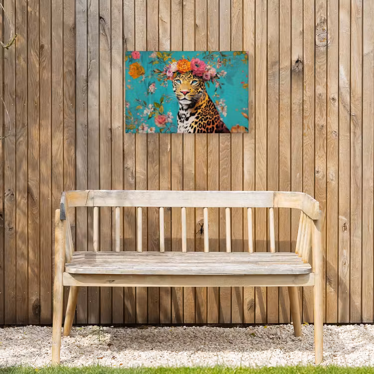 Buiten canvas - Luipaard - Bloemen - Kroon — 3