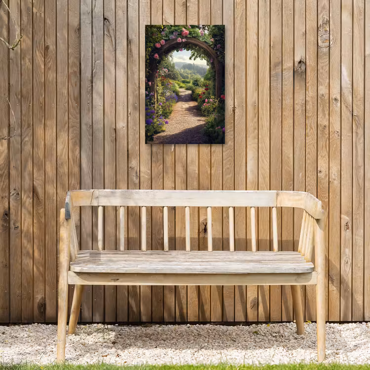 Buiten canvas - Doorkijk - Landschap - Bloemen - Rozenboog - Natuur — 3