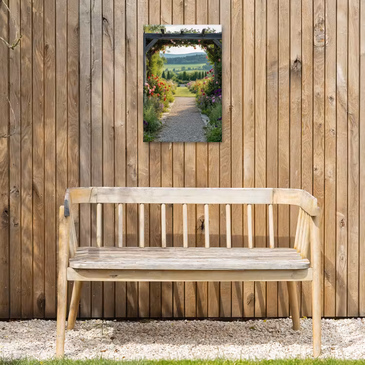 Buiten canvas - Doorkijk - Landschap - Natuur - Tuinboog - Bloemen — 3
