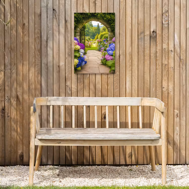 Buiten canvas - Doorkijk - Poort - Hortensia - Bloementuin — 3