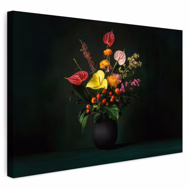 Buiten canvas - Bloemen - Vaas - Zwart — 1