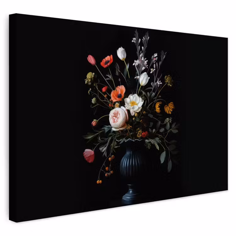 Buiten canvas - Bloemstuk - Vaas - Zwart — 1