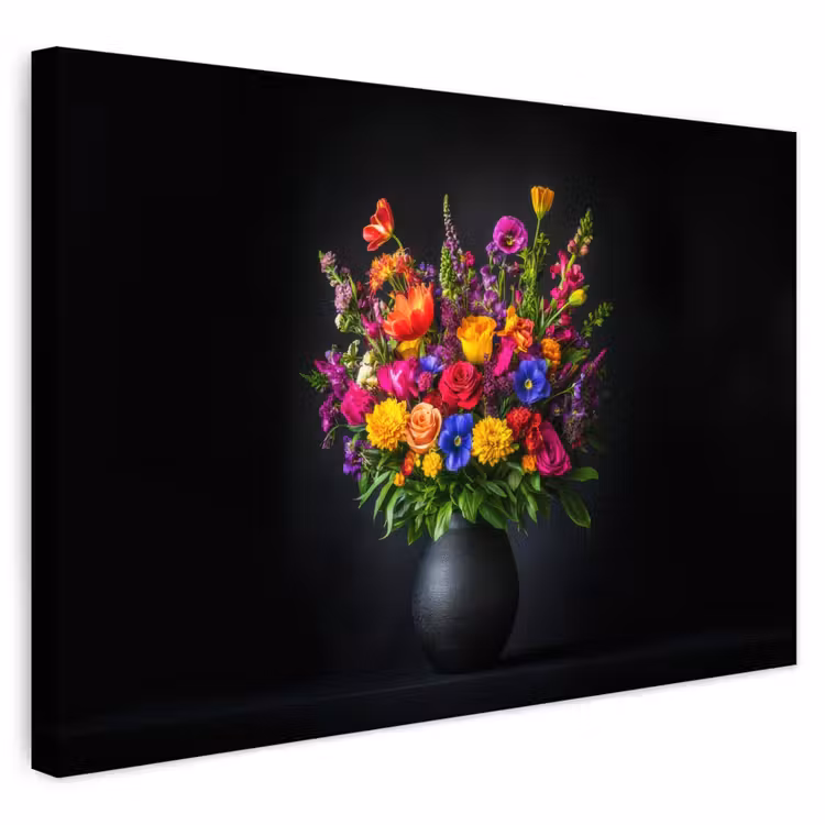 Buiten canvas - Felgekleurd - Bloemen - Vaas — 1