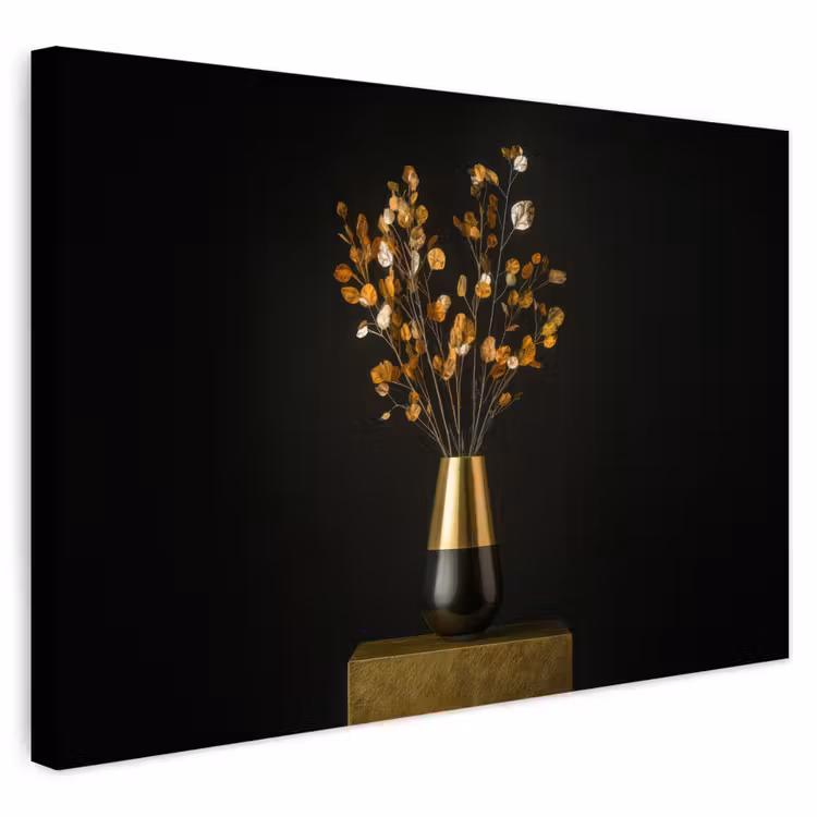 Buiten canvas - Goudbruine - Bladeren - Vaas - Herfstachtig — 1