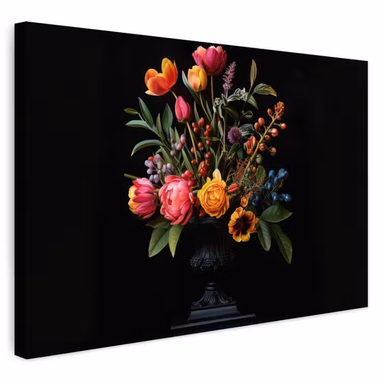 Buiten canvas - Tulpen - Bessen - Boeket - Vaas — 1