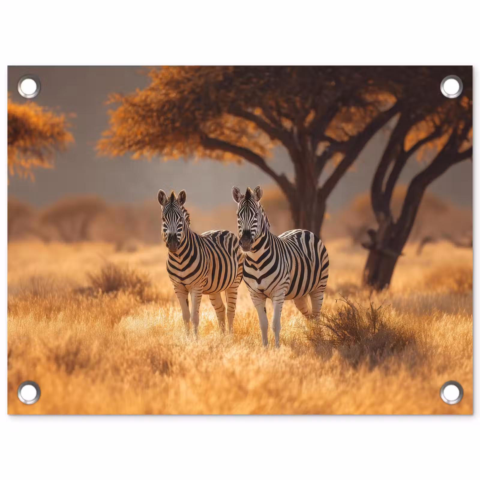 Tuinposter - Zebra's - Savannelandschap - Gras — 1
