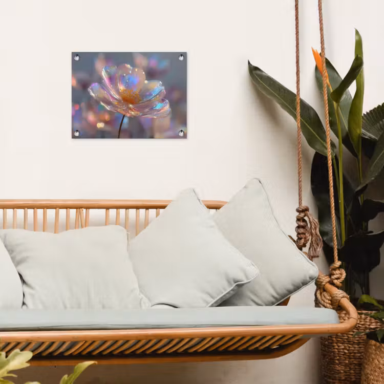 Tuinposter - Bloem - Transparant - Pastelkleuren - Druppels — 4