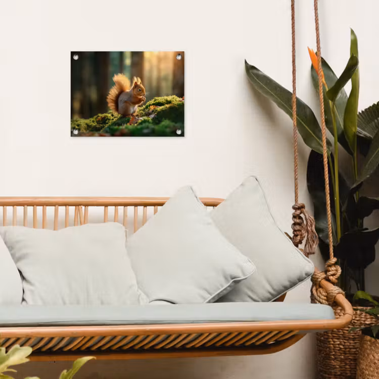 Tuinposter - Eekhoorn - Nootje - Gras — 4