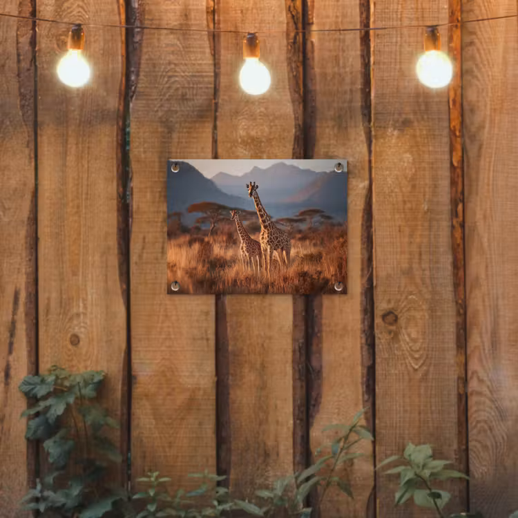 Tuinposter - Giraffen - Hoog gras - Acaciabomen — 2