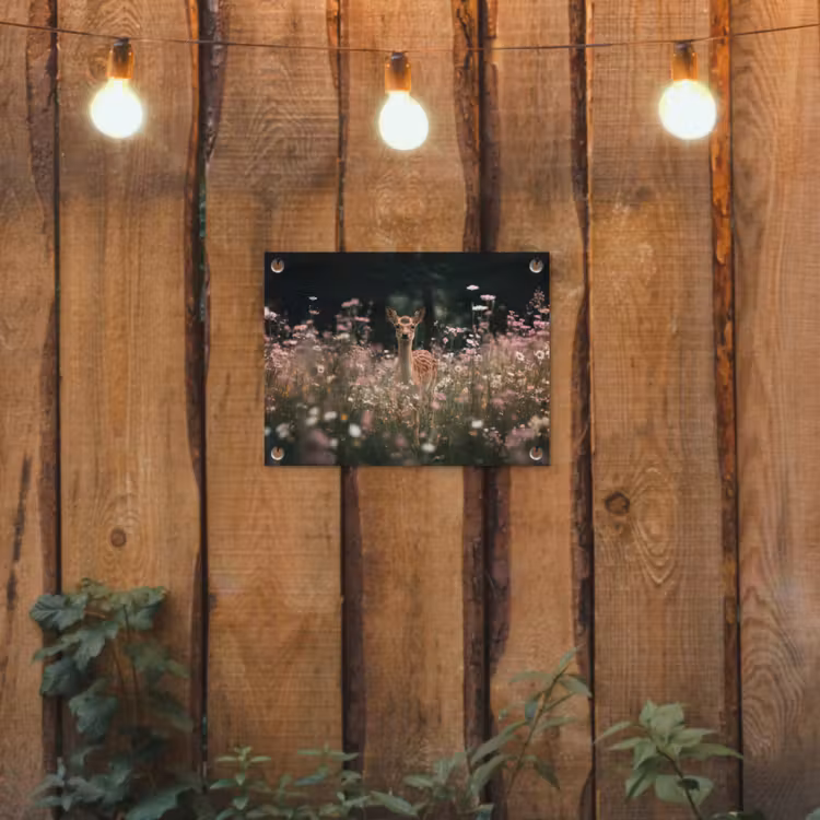 Tuinposter - Hert - Wilde bloemen - Bos — 2