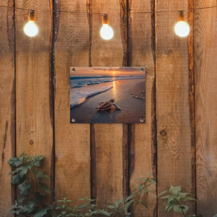 Tuinposter - Schildpad - strand - Zonsondergang — 2