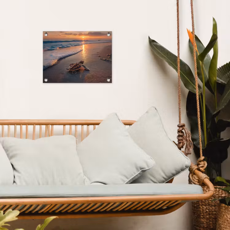 Tuinposter - Schildpad - strand - Zonsondergang — 4