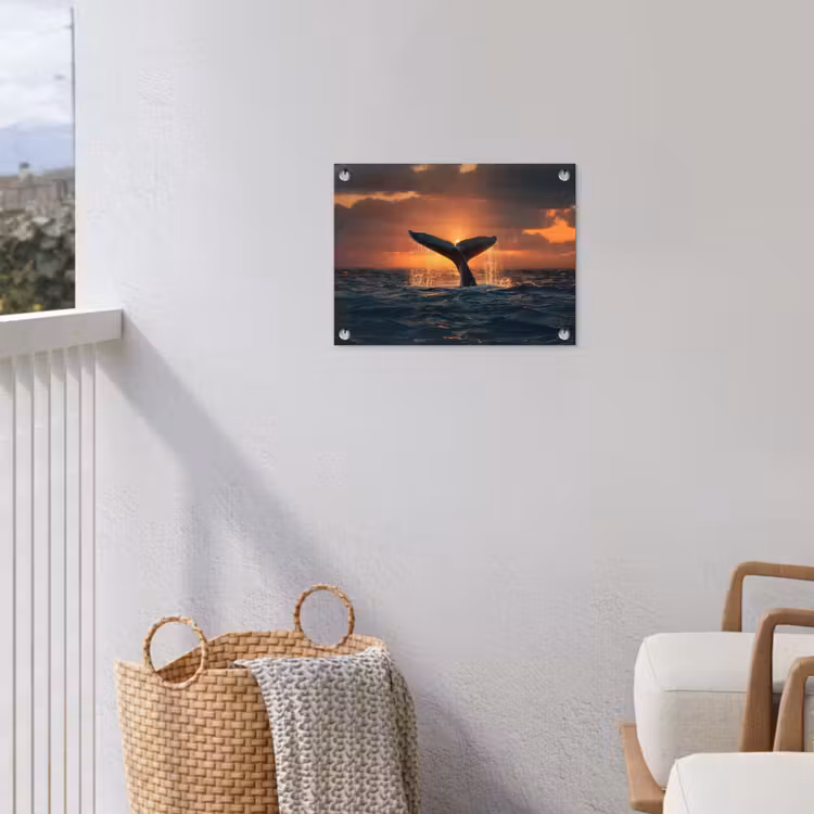 Tuinposter - Walvis staart - Water - Zonsondergang — 3