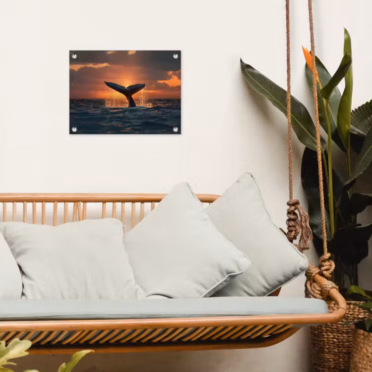 Tuinposter - Walvis staart - Water - Zonsondergang — 4