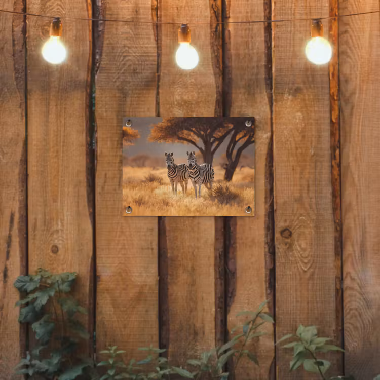 Tuinposter - Zebra's - Savannelandschap - Gras — 2