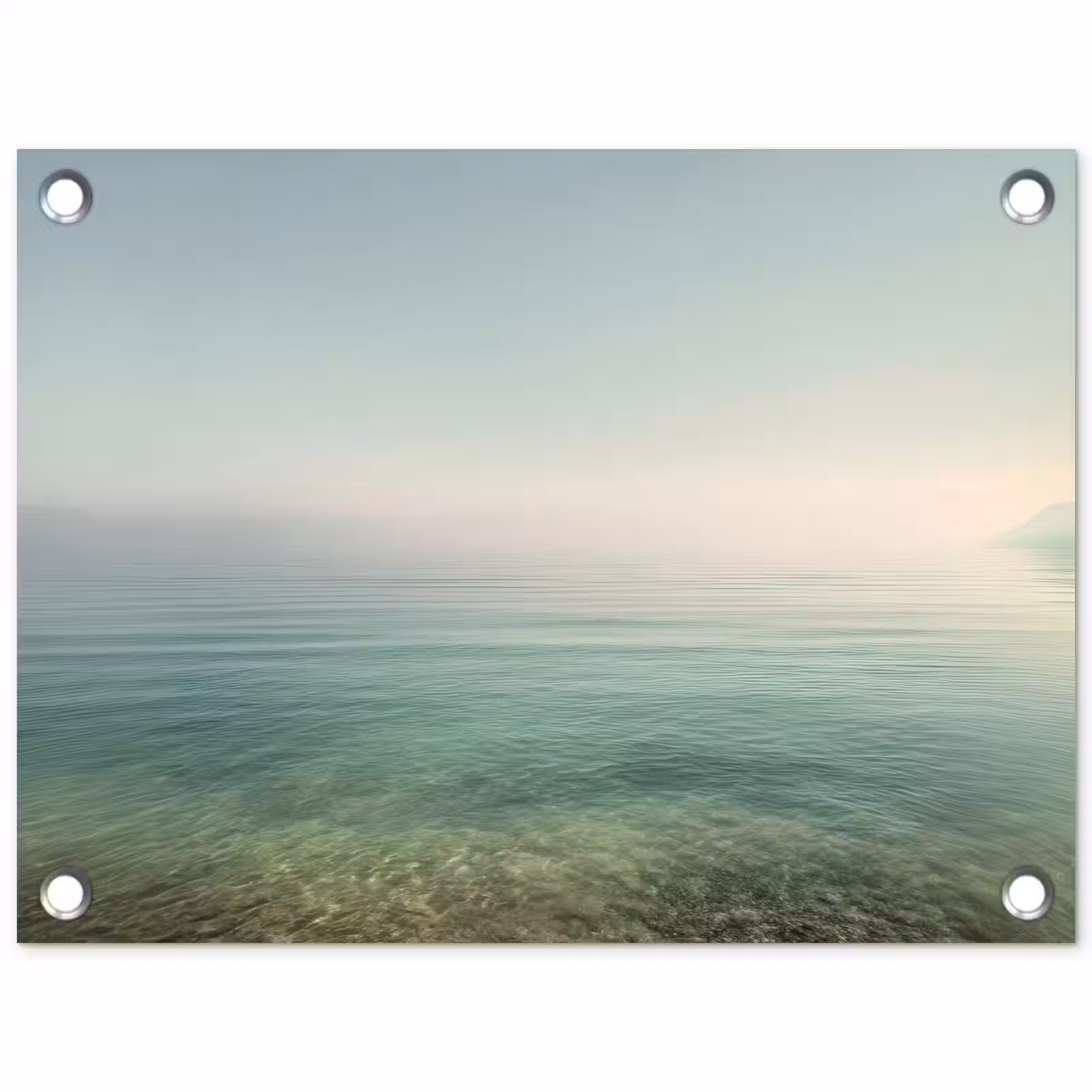 Tuinposter - Zee - Horizon - Blauw - Mist — 1