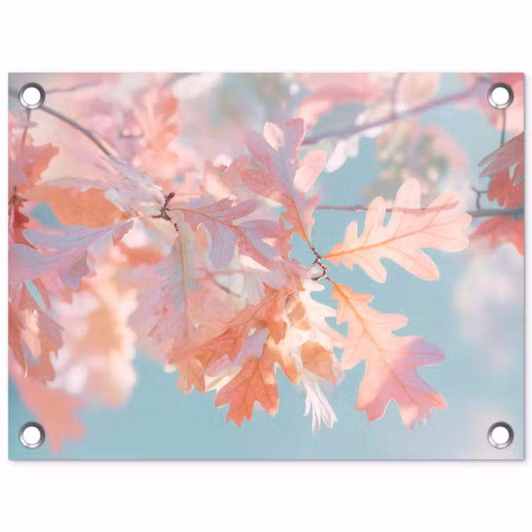 Tuinposter - Eikenbladeren - Takken - Roze — 1